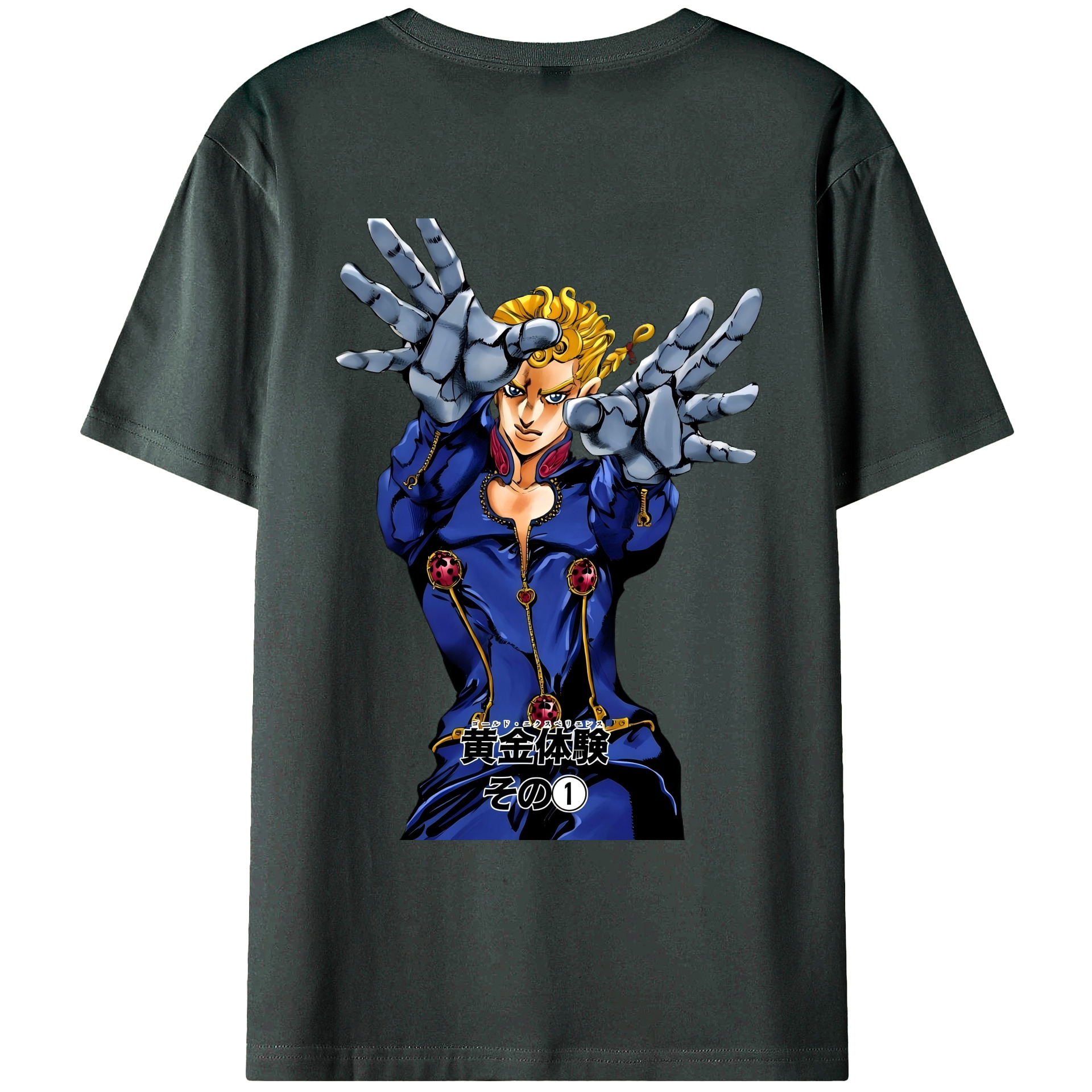 （画像用） ジョジョの奇妙な冒険 ジョルノ?ジョバァーナ JoJo's Bizarre Adventure Giorno Giovanna 綿100％ メンズ半袖Tシャツ（バックプリント） 通気性
